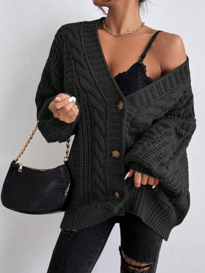 Womens Retro V-Neck Knit Cardigan
