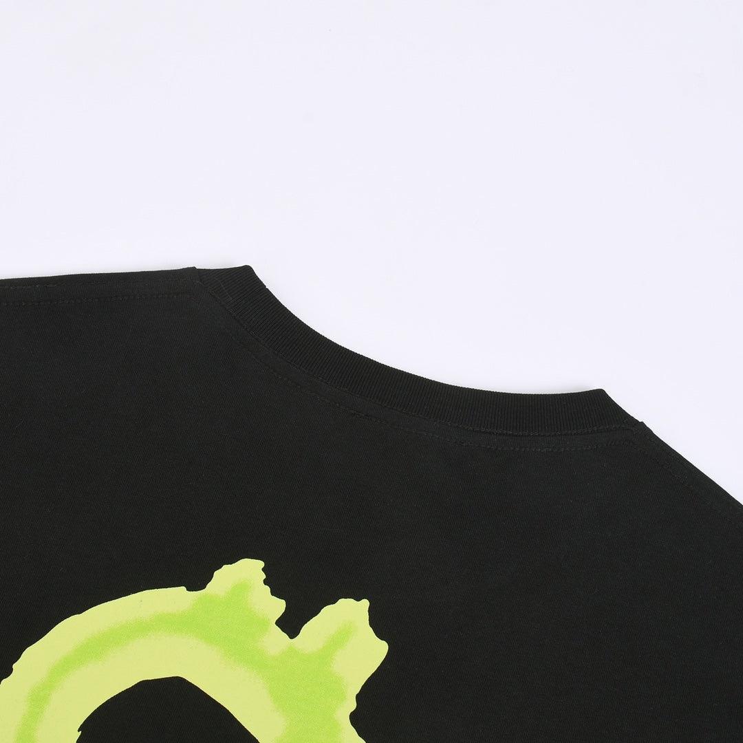 Balenciaga Black &amp; Green T-Shirt Without Collar