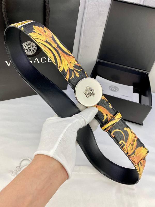 Versace MEDUSA BIGGIE ENAMEL LEATHER BELT