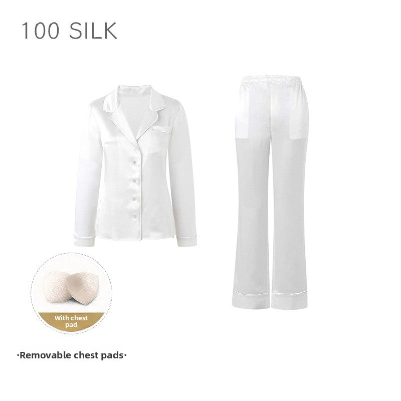 Women?s high-end 100% mulberry silk loungewear set with built-in bra pads.