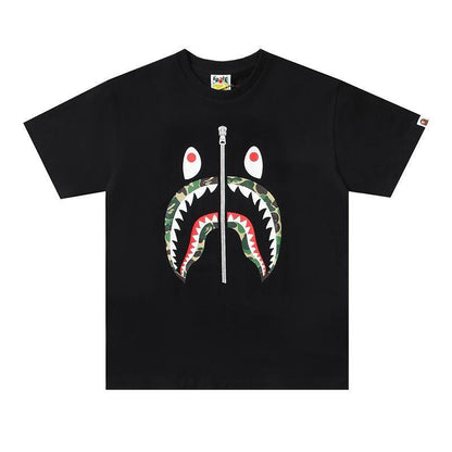 BATHING APE Black T-SHORT SLEEVE TEE 1ST CAMO SHARK TEE