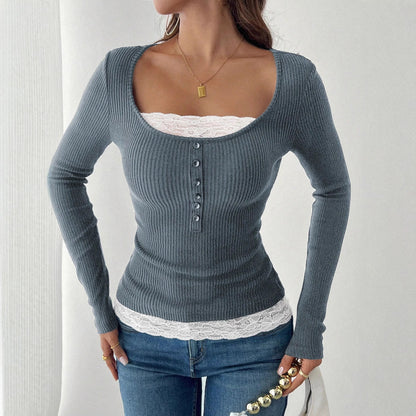 Lace Detail Slim Fit Blouse