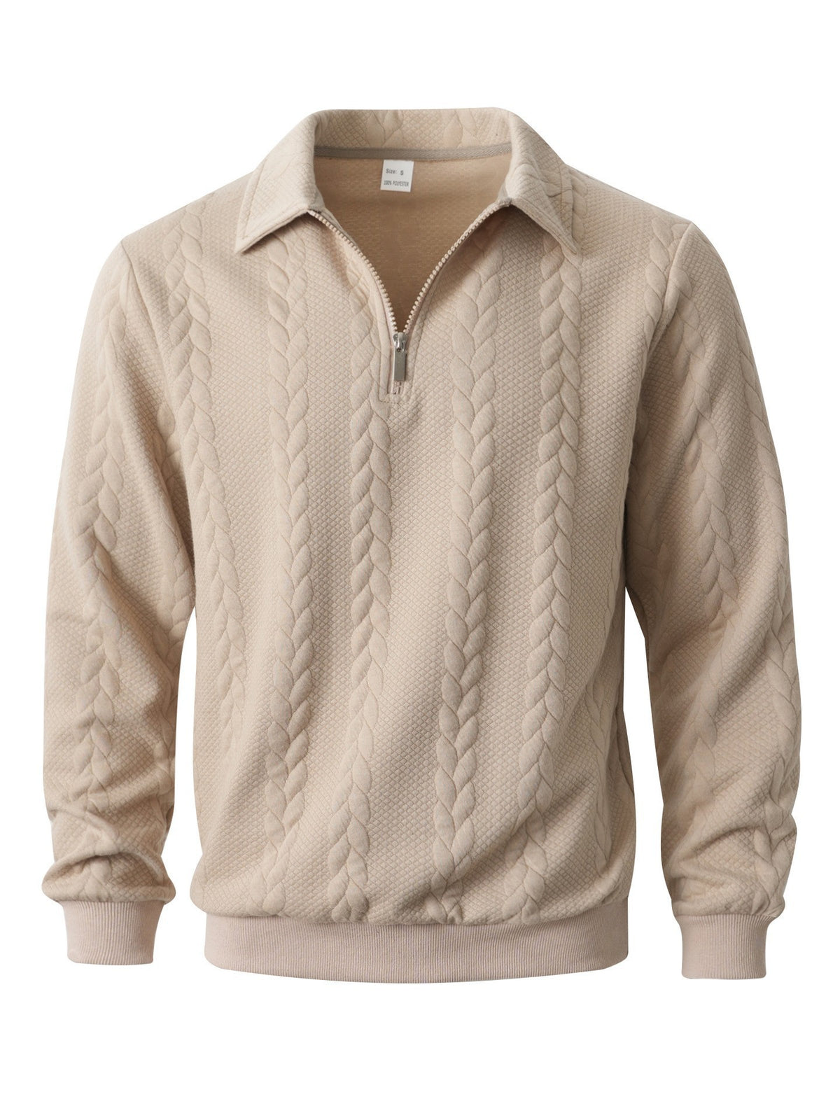 Mens Half Zip Jacquard Polo Shirt
