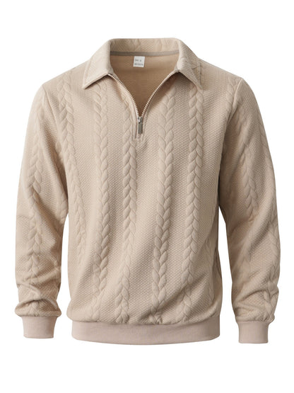 Mens Half Zip Jacquard Polo Shirt