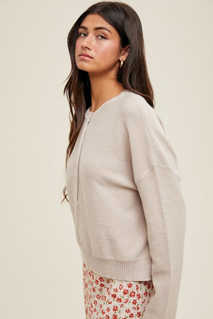 Henley Button-up Sweater: Shell
