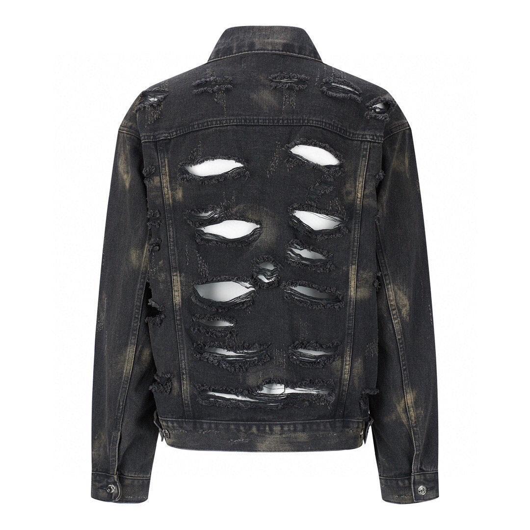 Balenciaga Oversized Distressed Denim Jacket - Black