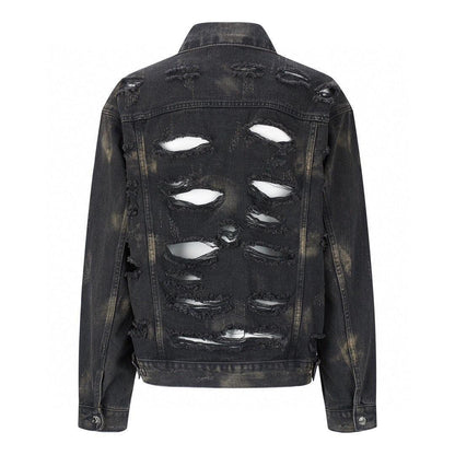 Balenciaga Oversized Distressed Denim Jacket - Black