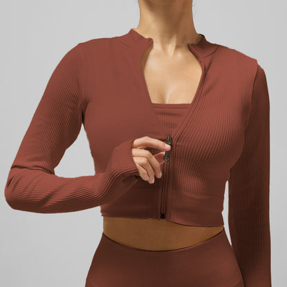 Womens Zipper Front Yoga Top