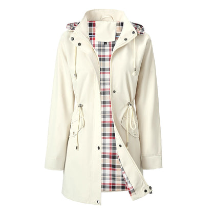 Womens Waterproof Windbreaker with Plaid Lining