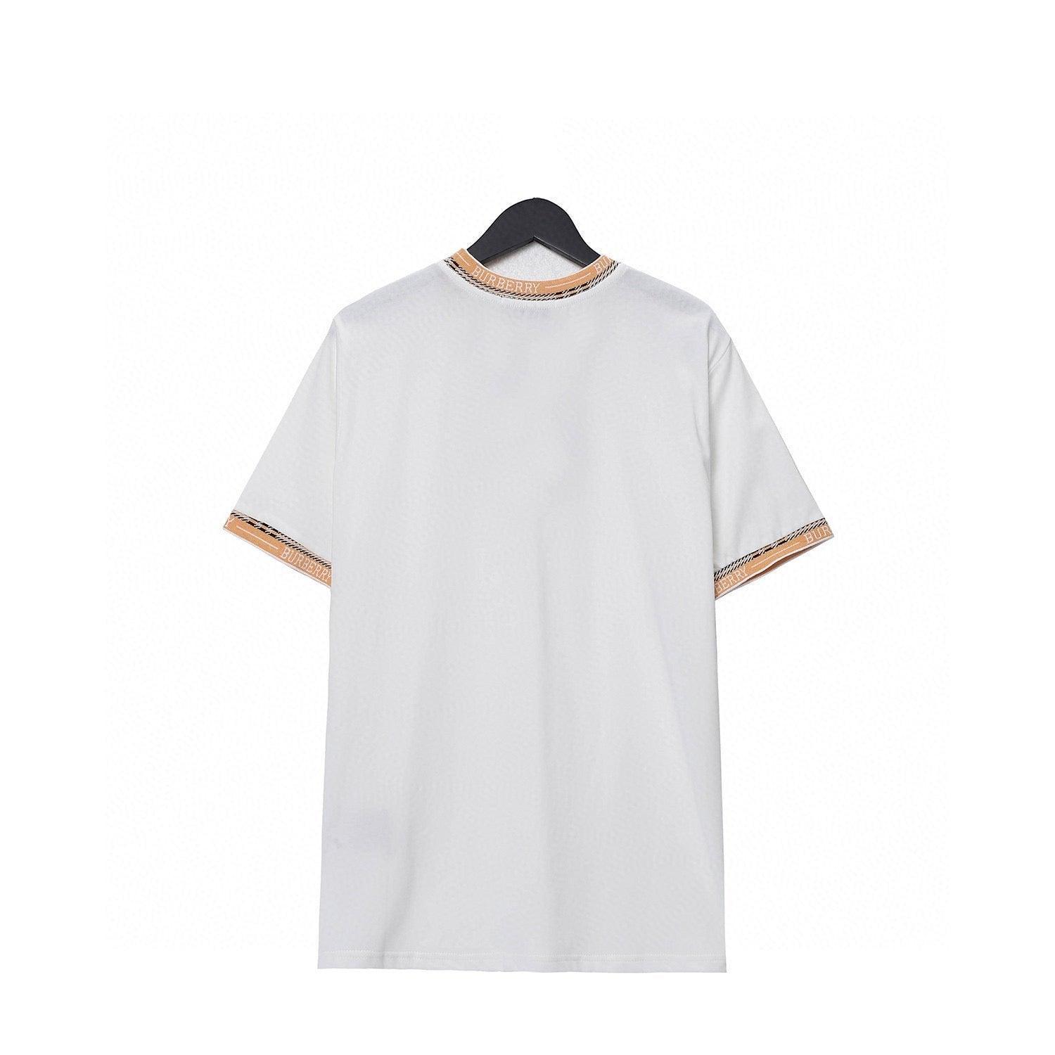 Burberry Crew Neck T-Shirt White &amp; Beige | Premium Cotton Comfort