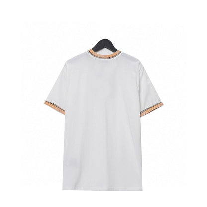 Burberry Crew Neck T-Shirt White &amp; Beige | Premium Cotton Comfort