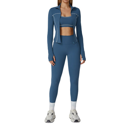 Womens Brushed Yoga Suit Set with Zipper