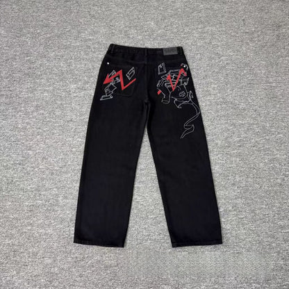 Casual Long Pants Plum Blossom Embroidery