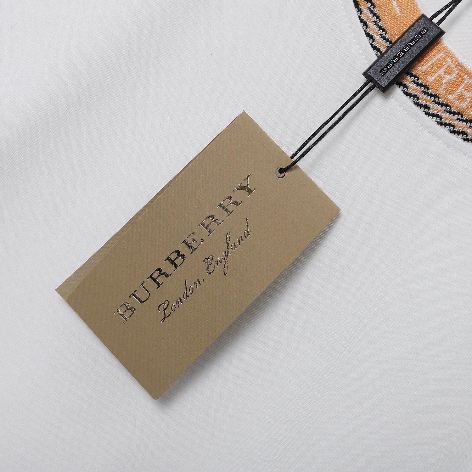 Burberry Crew Neck T-Shirt White &amp; Beige | Premium Cotton Comfort
