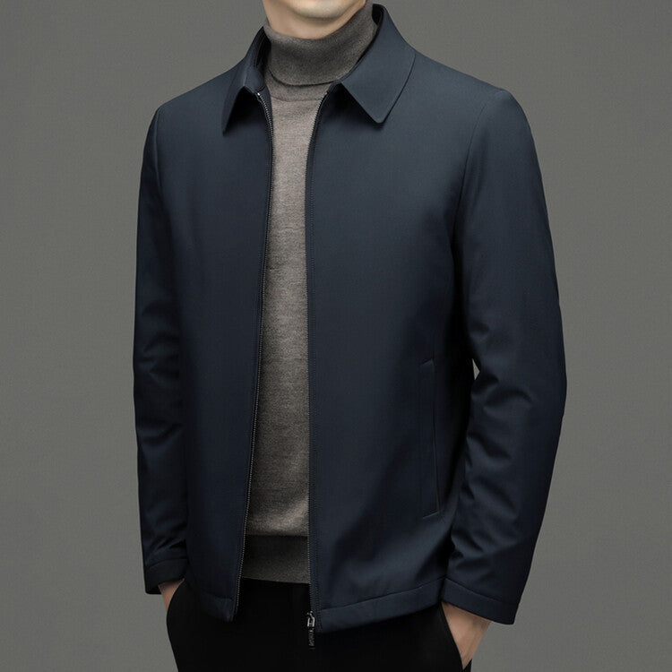 Mens Winter Down Jacket Thickened Warm Solid Color Casual Coat