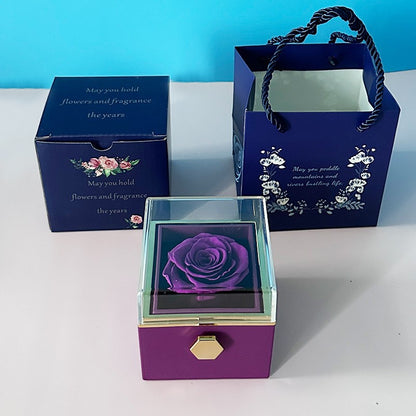 Rotating Eternal Flower Acrylic Jewelry Gift Box