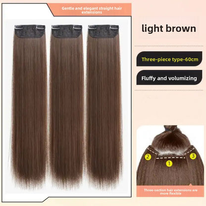 Long Straight Hair Extensions Three-Piece Set
