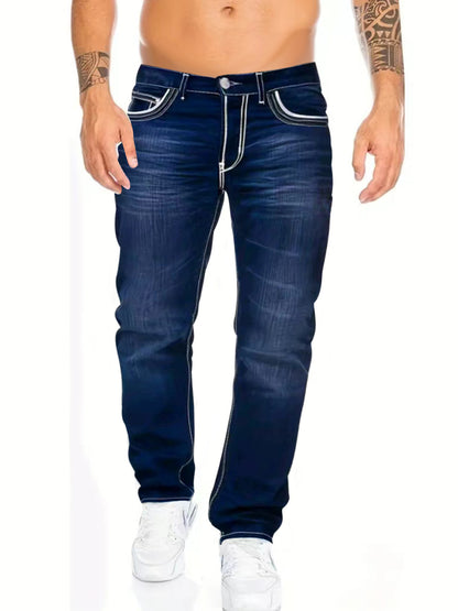 Mens Slim-Fit Double-Stitched Jeans