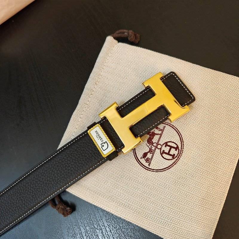 Hermes Men Gold Buckle Belt &