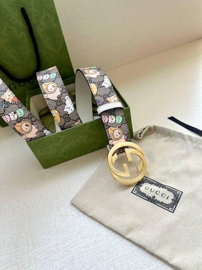 GUCCI Cartoon Print Logo Belt &