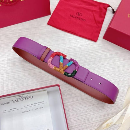 VALENTINO GARAVANI V logo Rainbow Reversible Leather Belt &