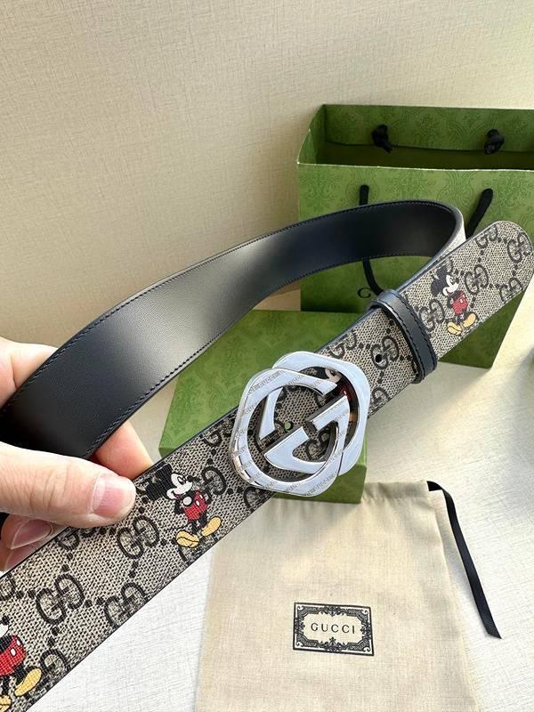 GUCCI x Mickey Mouse Embellished coated-canvas and leather belt &
