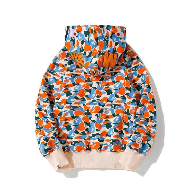 BAPE Camo Shark Full Zip Hoodie Purple Yellow Blue