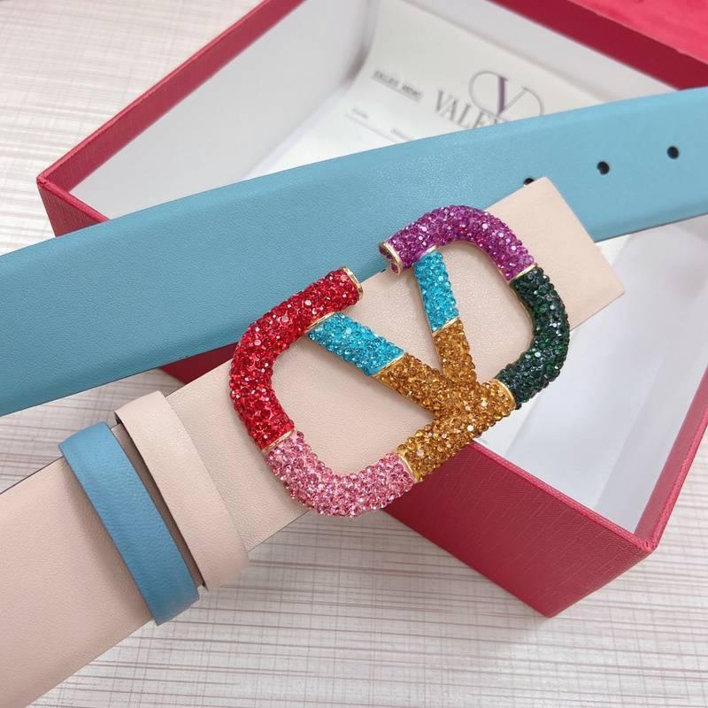 VALENTINO GARAVANI V logo Rainbow Reversible Leather Belt &