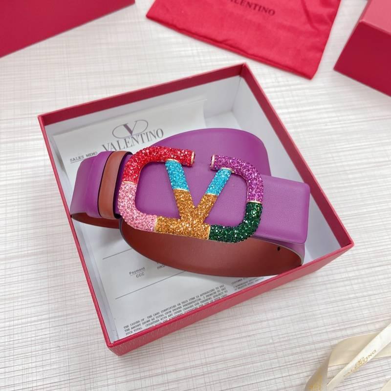 VALENTINO GARAVANI V logo Rainbow Reversible Leather Belt &