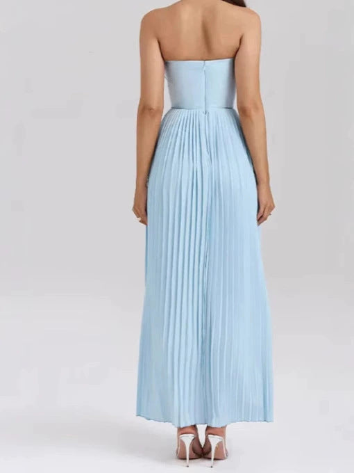 Elegant Strapless Pleated Dress