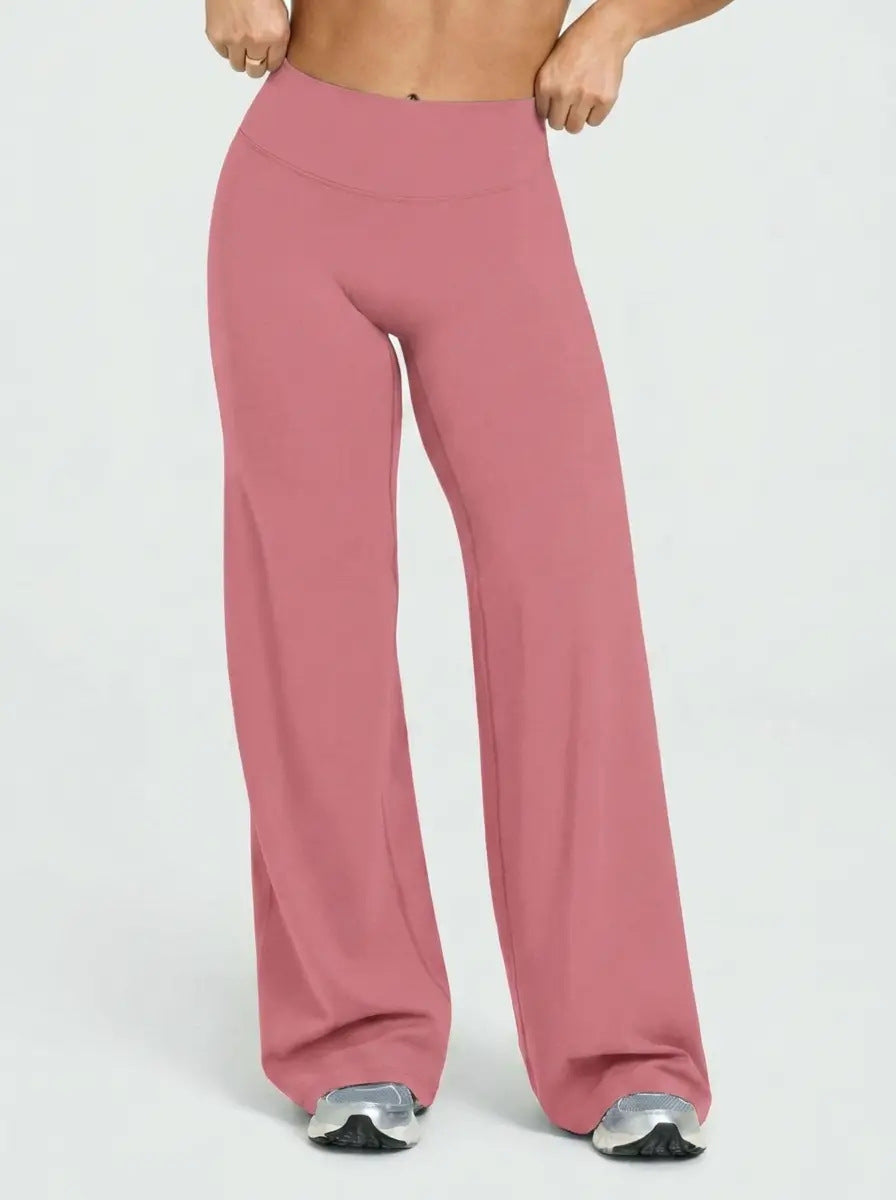 Womens High Waist Flared Yoga Pants Straight Leg Slimming Workout Leggings