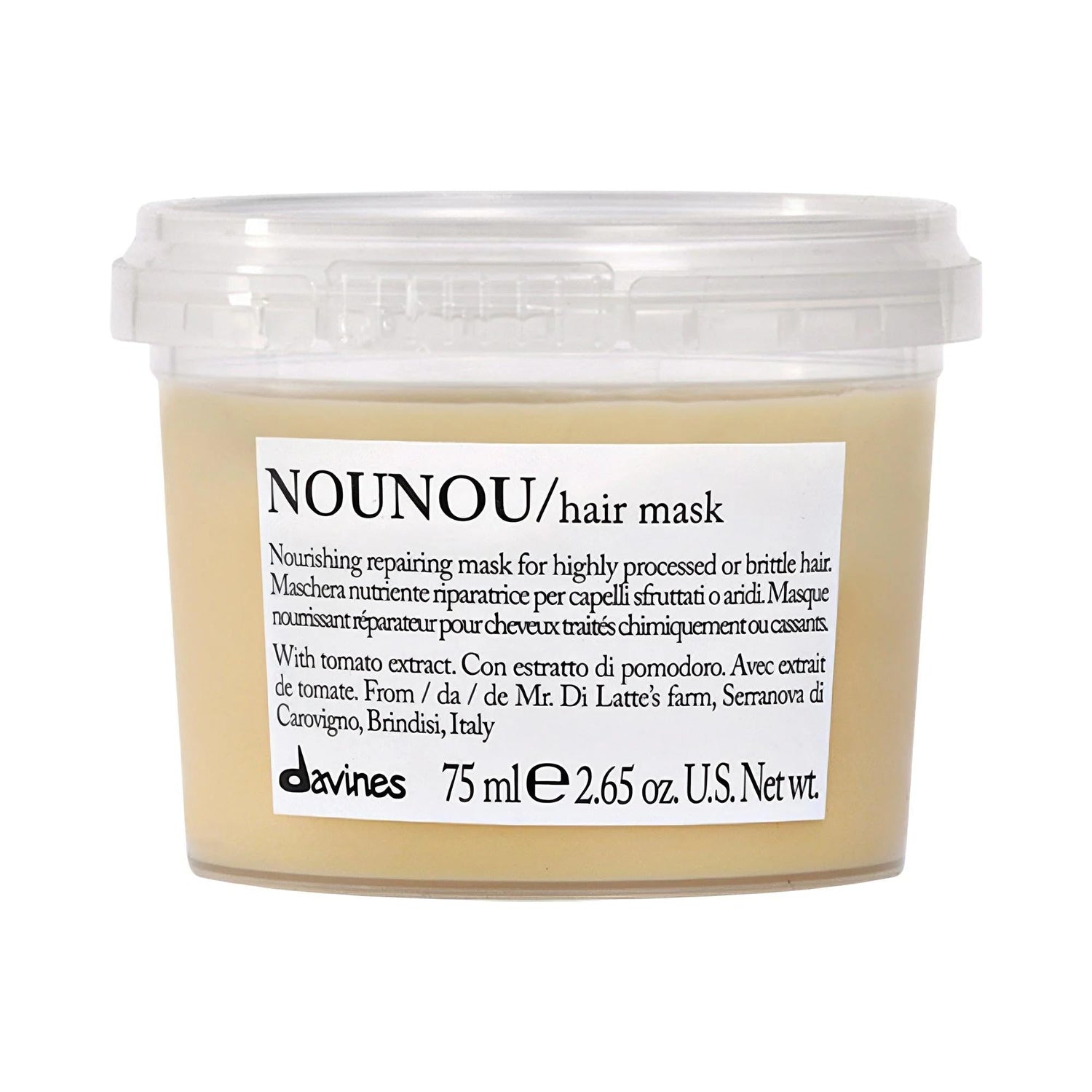 Davines NOUNOU Repair Hair Mask: Deeply Hydrating Treatment for Damaged, Bleached &amp; Dry Hair - Sulfate-Free, Color Safe