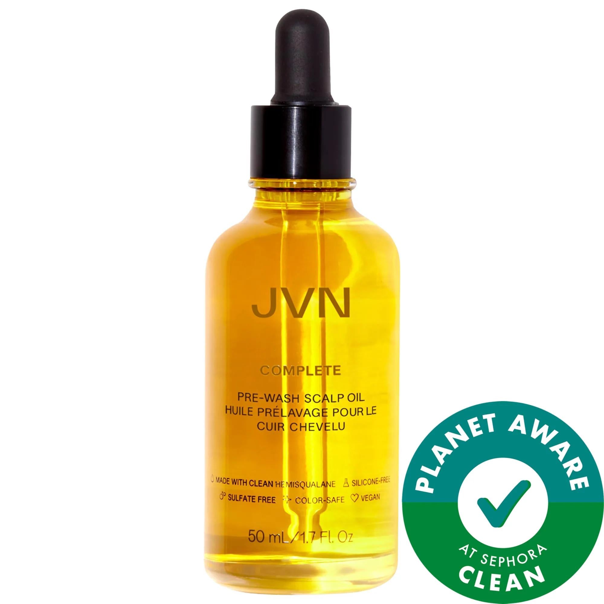 JVN Complete Pre-Wash Scalp &amp; Hair Strengthening Treatment Oil: Rosemary, Turmeric for Dry, Itchy Scalp &amp; Hair Breakage - Vegan, Cruelty-Free &amp; Silicone-Free