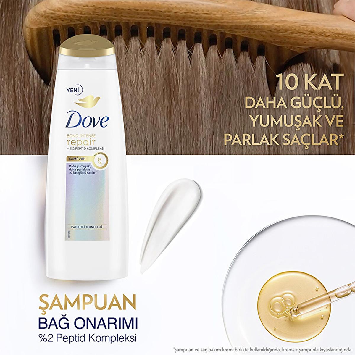 Dove Bond Intense Repair Shampoo - Advanced Hair Repair for Damaged &amp; Chemically Treated Hair, Peptide Complex, 13.53 fl oz