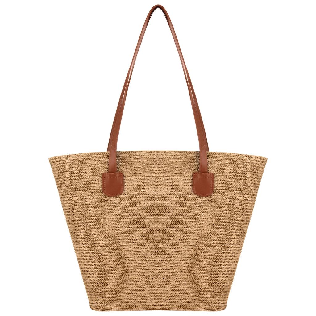 Eklips Beige Straw Beach Bag for Summer Travel