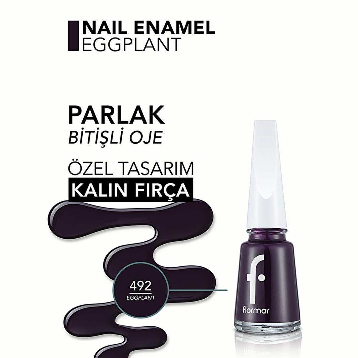 Flormar Long-lasting Nail Enamel 492 Eggplant - Nail Care &amp; Beauty
