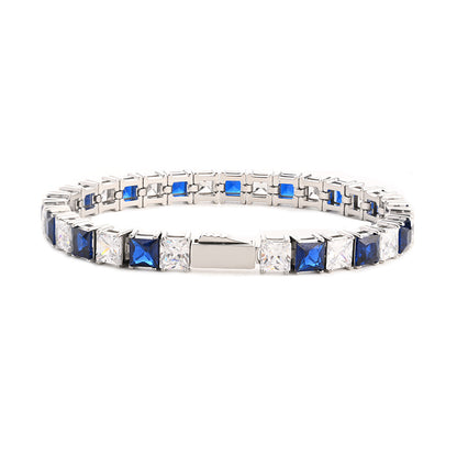 Stainless Steel Tennis Chain Bracelet Square Zircon Light Luxury Jewelry