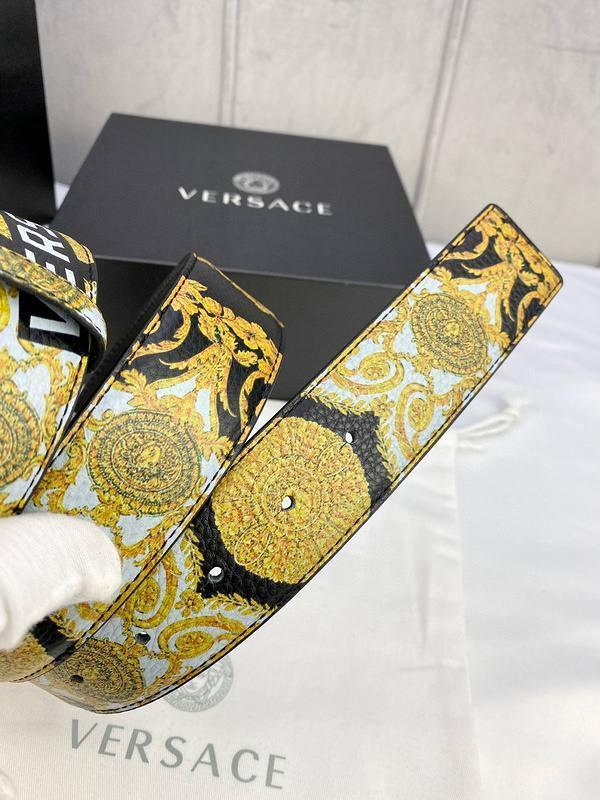 Versace MEDUSA BIGGIE ENAMEL LEATHER BELT