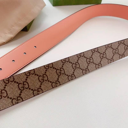 GUCCI Embellished coated-canvas and leather belt &