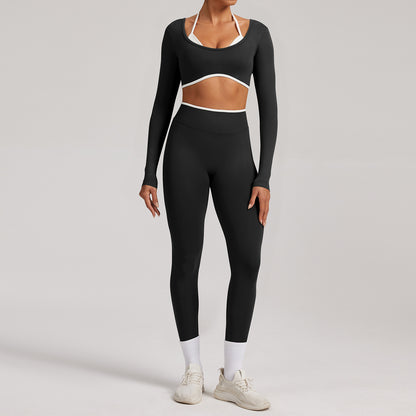 Seamless White Hemmed Yoga Suit for Women
