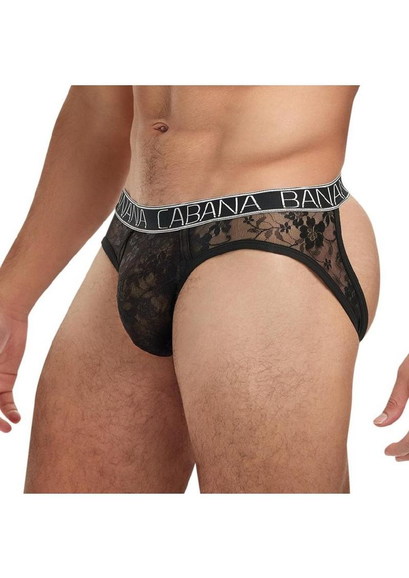 Banana Cabana Lace Nights Open Back Brief Sheer Men&