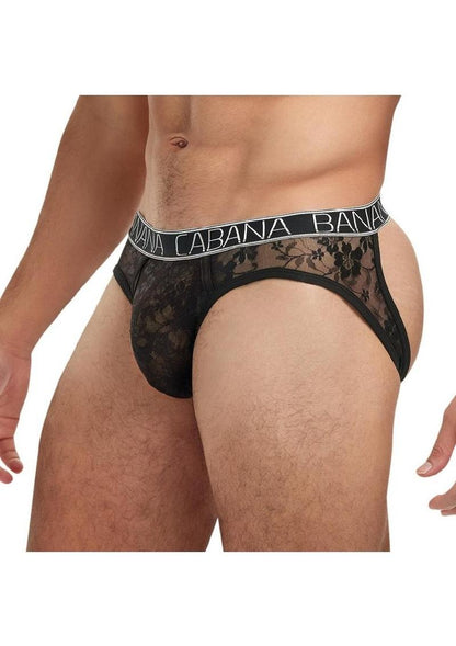 Banana Cabana Lace Nights Open Back Brief Sheer Men&
