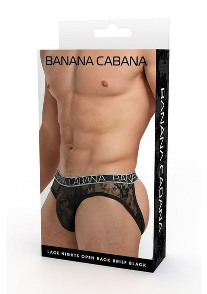 Banana Cabana Lace Nights Open Back Brief Sheer Men&