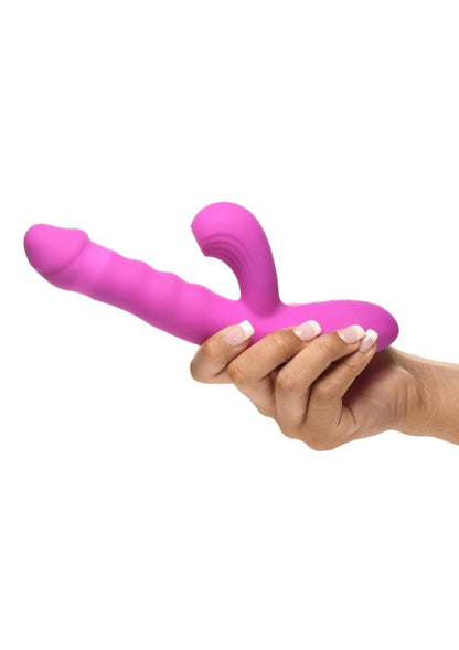 Bang! Thrusting &amp; Sucking Silicone Rabbit Vibrator