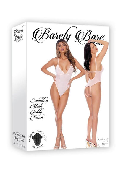Barely Bare Crotchless Mesh Teddy with Vibrating Finger Ring