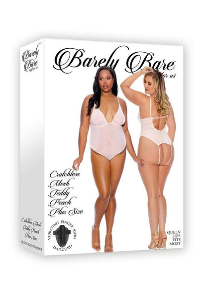 Barely Bare Crotchless Mesh Teddy with Vibrating Finger Ring