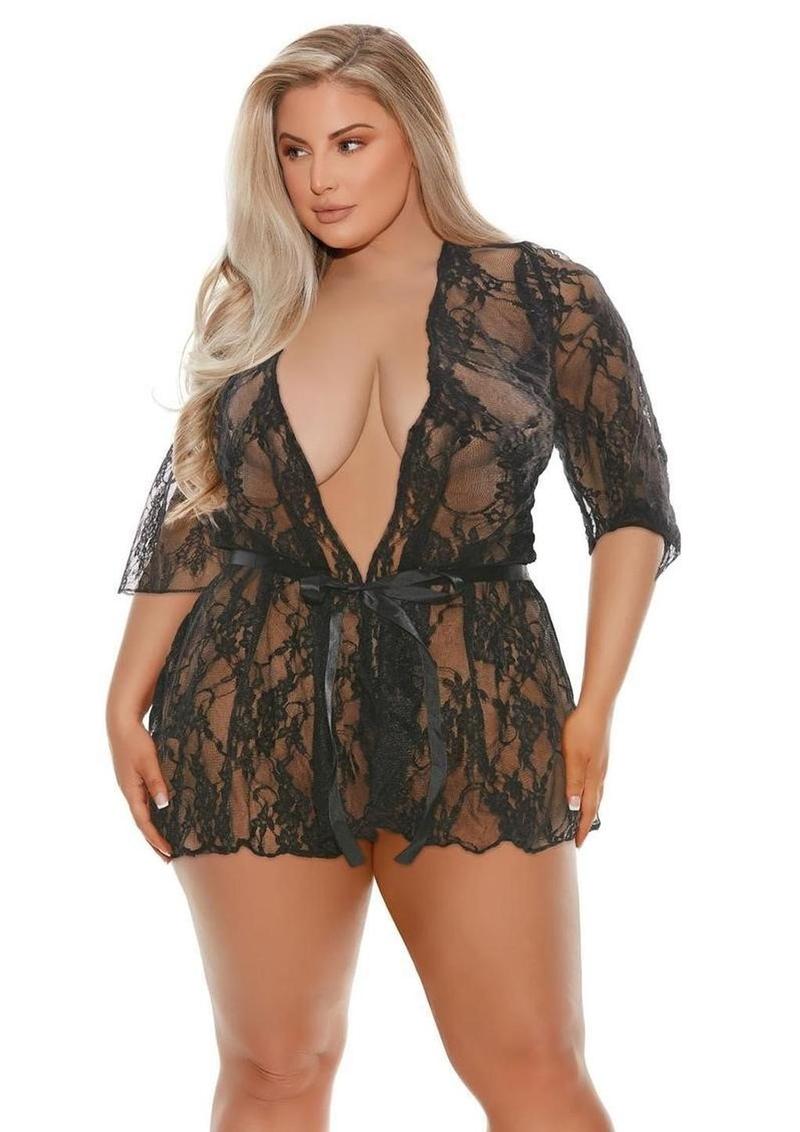 Barely Bare Lace Robe Plus Size