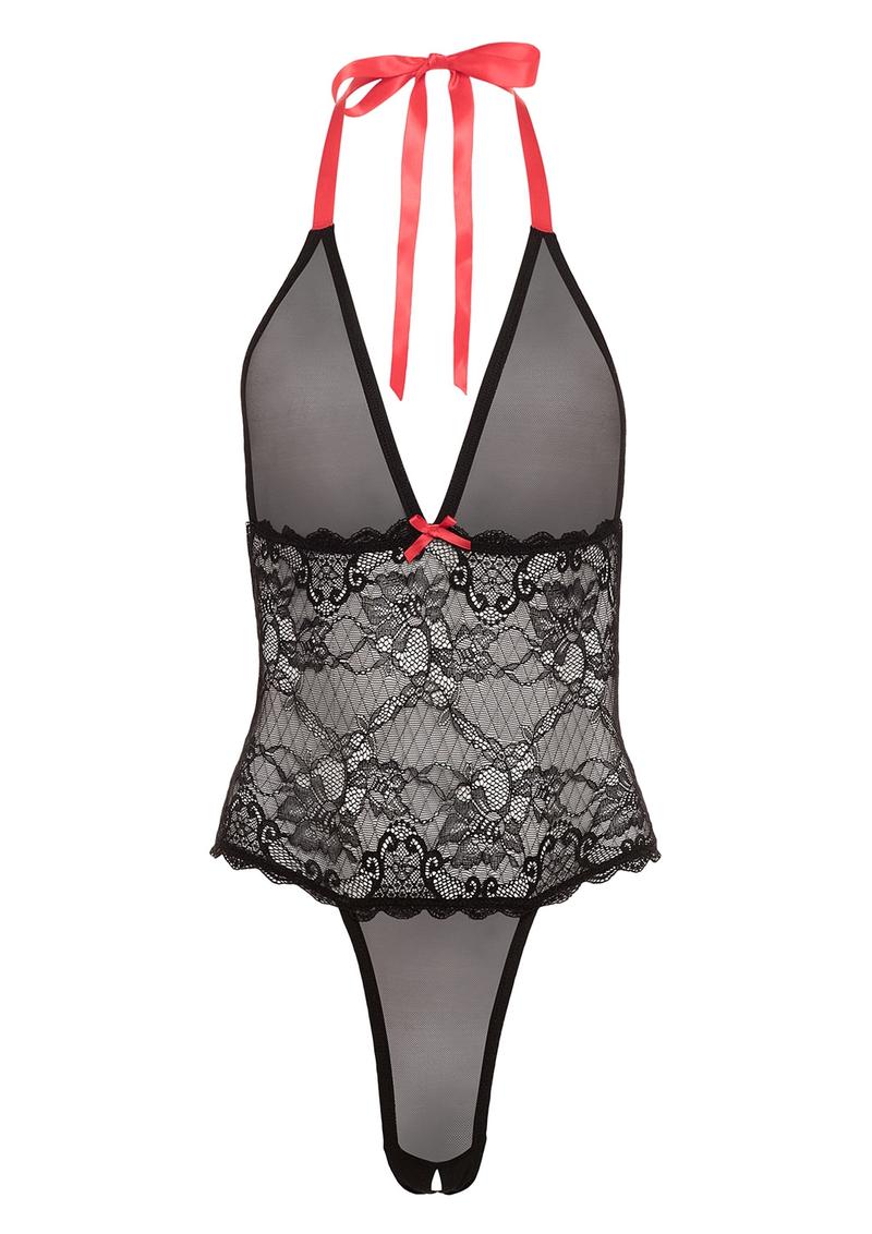 Barely Bare V Plunge Lace and Mesh Teddy