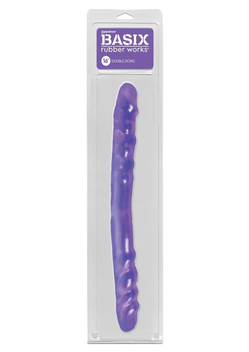 Basix Rubber Works 16 Inch Double Dong Purple Flexible Dildo