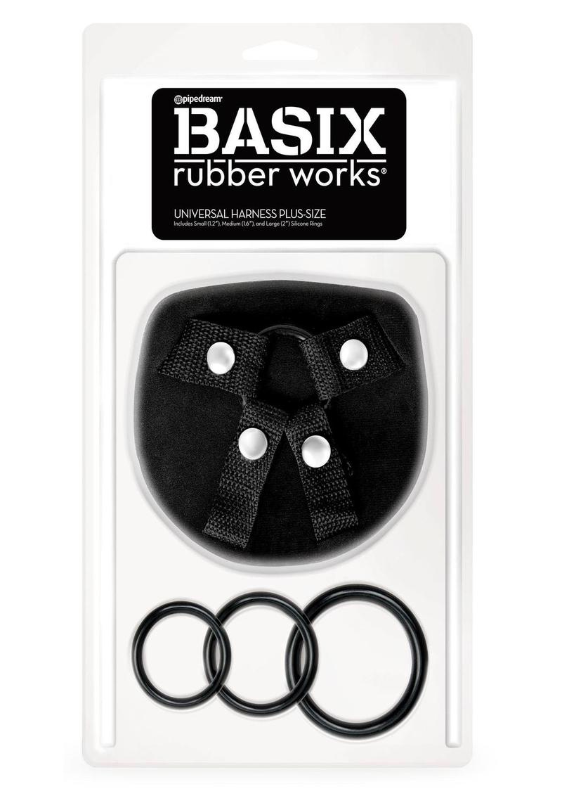 Basix Rubber Works Universal Harness Plus Size with Silicone O-Rings